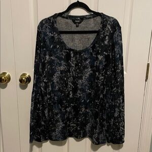 Vera Wang Abstract Black and Blue Blouse